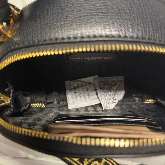 😎Karl Lagerfeld Black Crossbody with Gold Accents